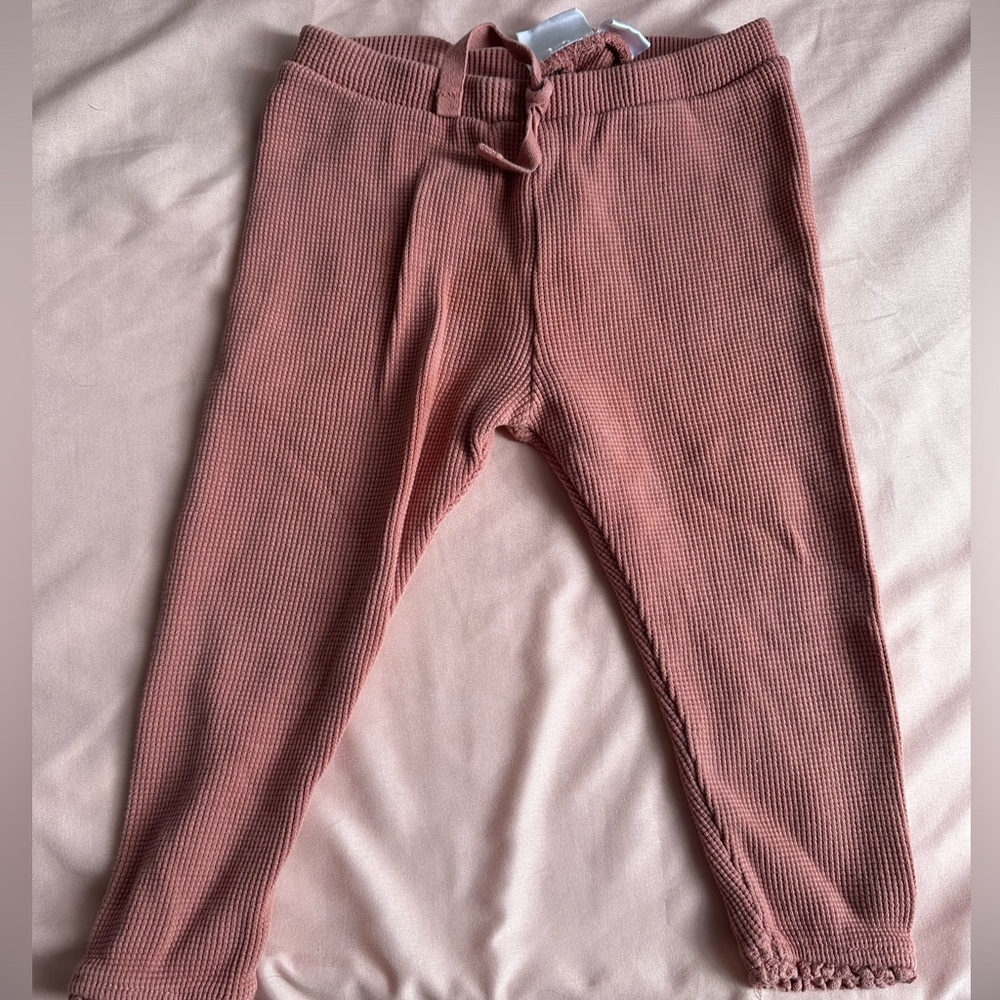 Kids Zara pink waffle leggings